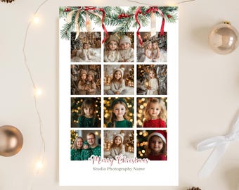 Christmas Photo Collage Template: Editable Holiday Poster (8x12in, Instant Download)