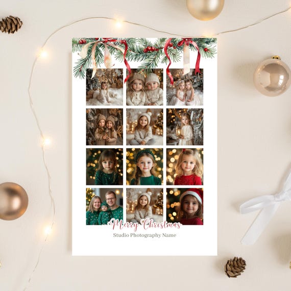 Christmas Photo Collage Template: Editable Holiday Poster (8x12in, Instant Download)