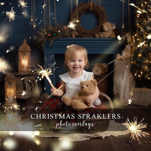 Christmas Sparklers PNG Photo Overlays for Composite Photography Light Photoshop Effect Digital Instant Download image 1