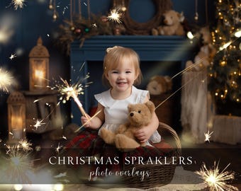 Christmas Sparklers PNG Photo Overlays for Composite Photography Light Photoshop Effect Digital Instant Download