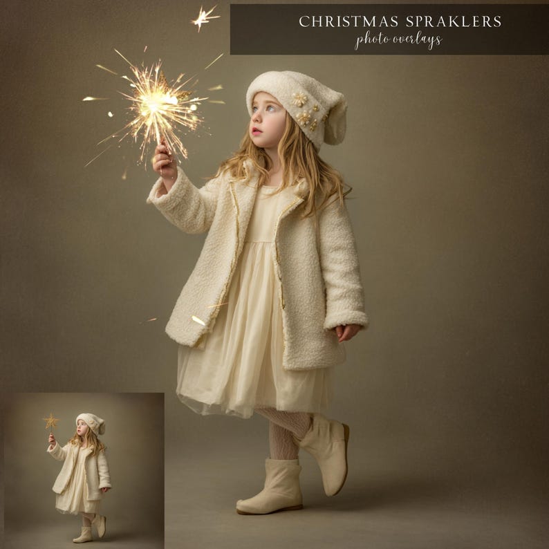 Christmas Sparklers PNG Photo Overlays for Composite Photography Light Photoshop Effect Digital Instant Download image 4