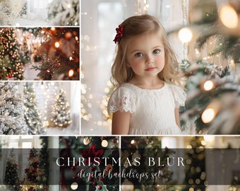 Sfondi digitali natalizi con effetto bokeh morbido, sovrapposizioni di Photoshop, sovrapposizioni di sfondi da studio, luci fatate, sfondi per le feste, mini sessioni
