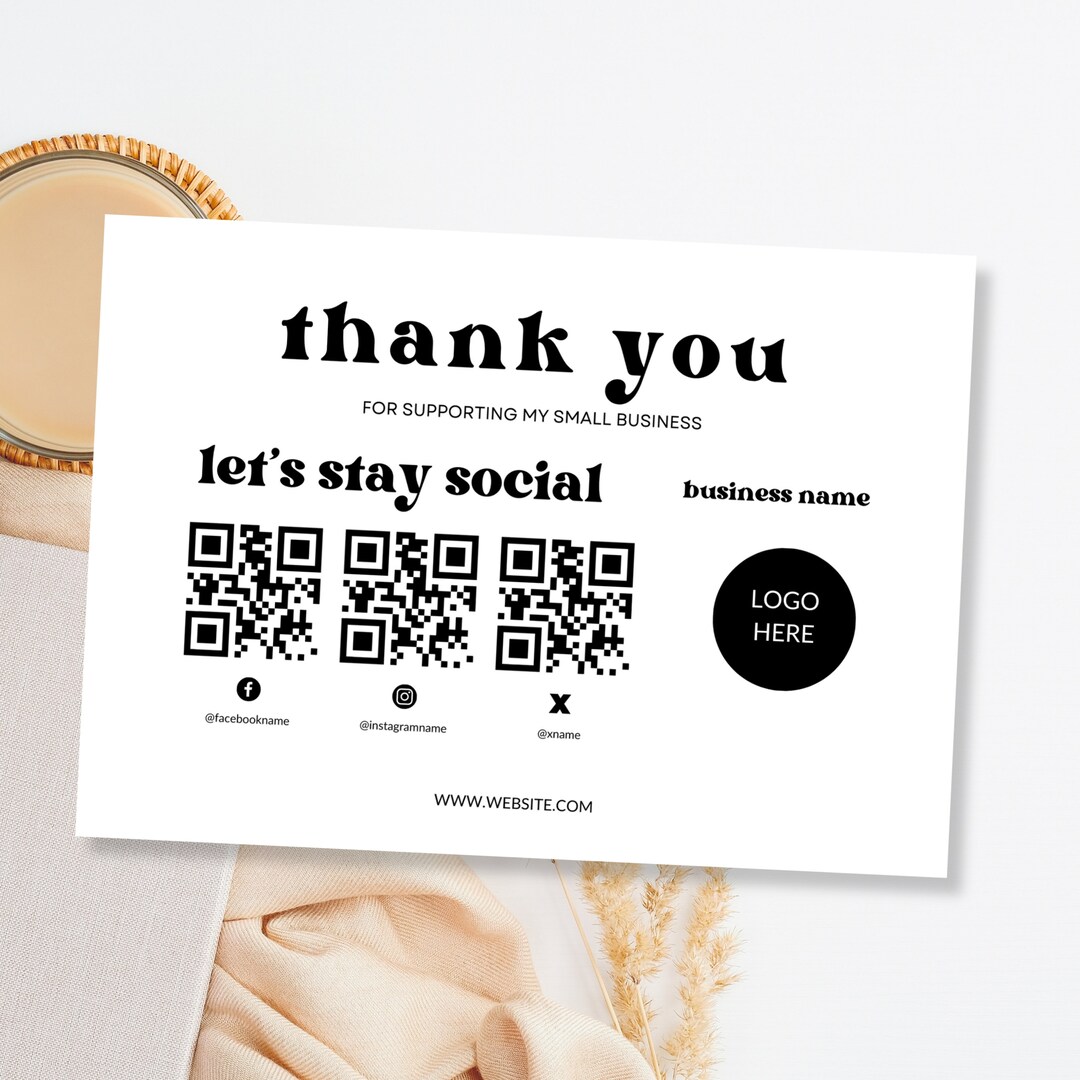 Business Thank You Card: Editable QR Code Canva Template (digital ...