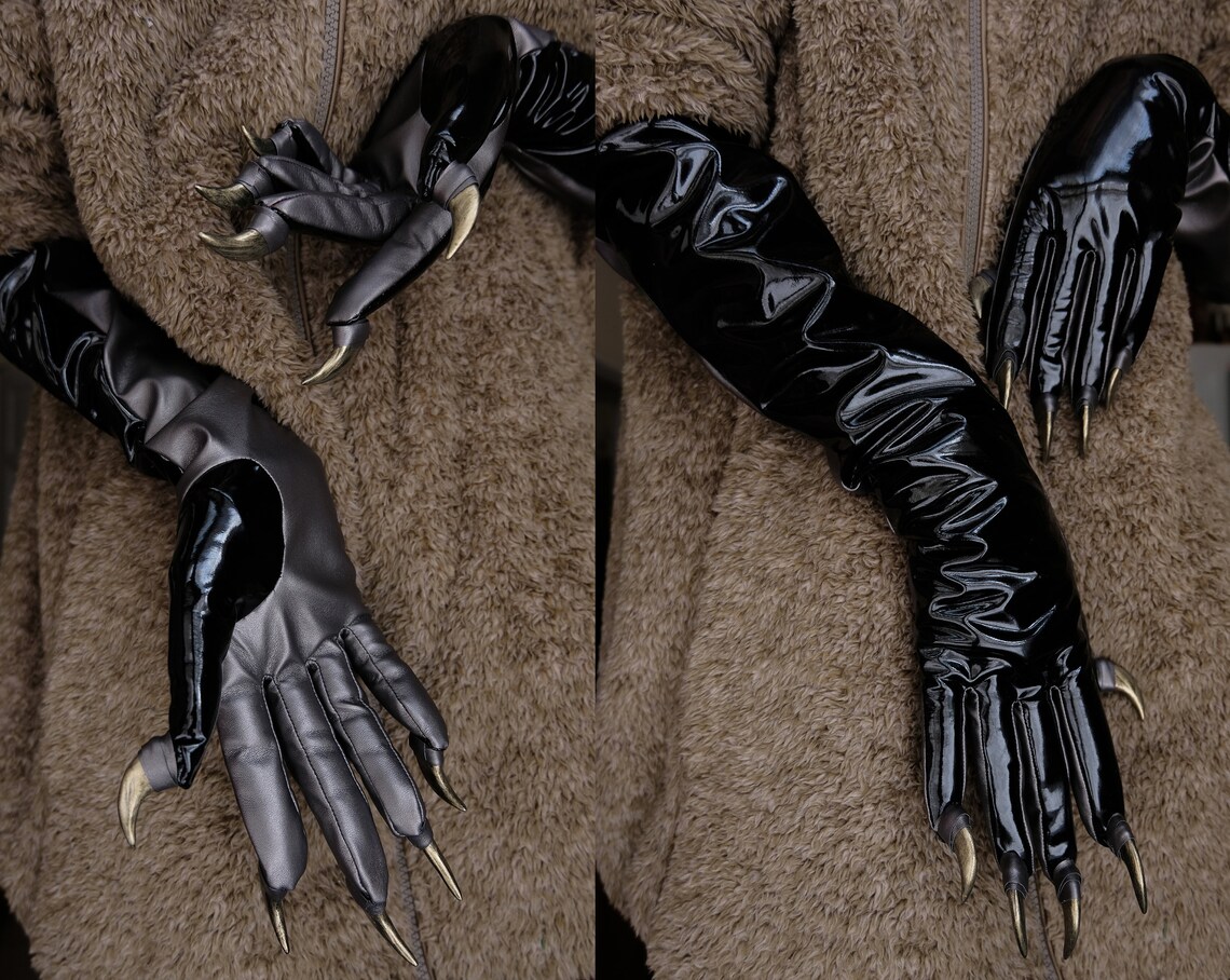 Unique kinky twocolored CLAW GLOVES in glance black/dark Etsy