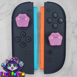 Pink Ditto Thumb Grips for Nintendo Switch 2 / PlayStation / XBOX - Silicone Joycon Joystick caps - Gaming Gift Accessories
