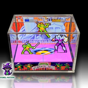 Teenage Mutant Ninja Turtles IV Cube Diorama - Rectangle Deluxe Size - 16.5cm x 10cm x 9.5cm - Game Cube Display - Retro Game