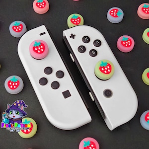 Strawberry Style Thumb Grips for Nintendo Switch / Switch OLED / Switch Lite - Silicone Joycon Joystick caps - Gaming Gift Accessories