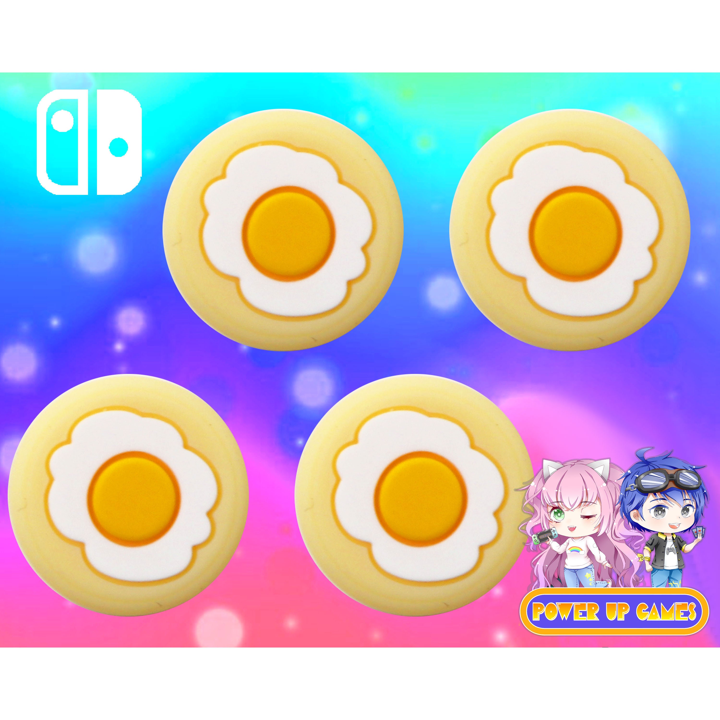 Fried Egg Thumb Grips for Nintendo Switch and Switch Lite Joy-con Cap…