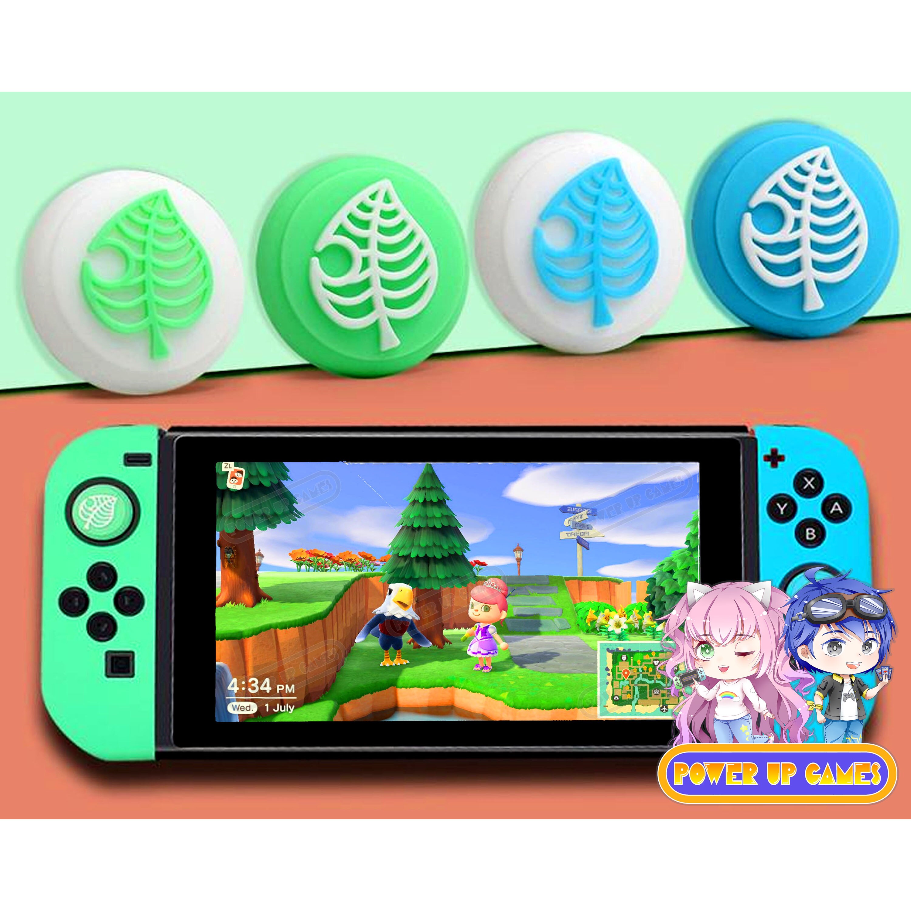 Animal Crossing Nintendo Switch Thumb Grips Covers set of 2 | Green/W…