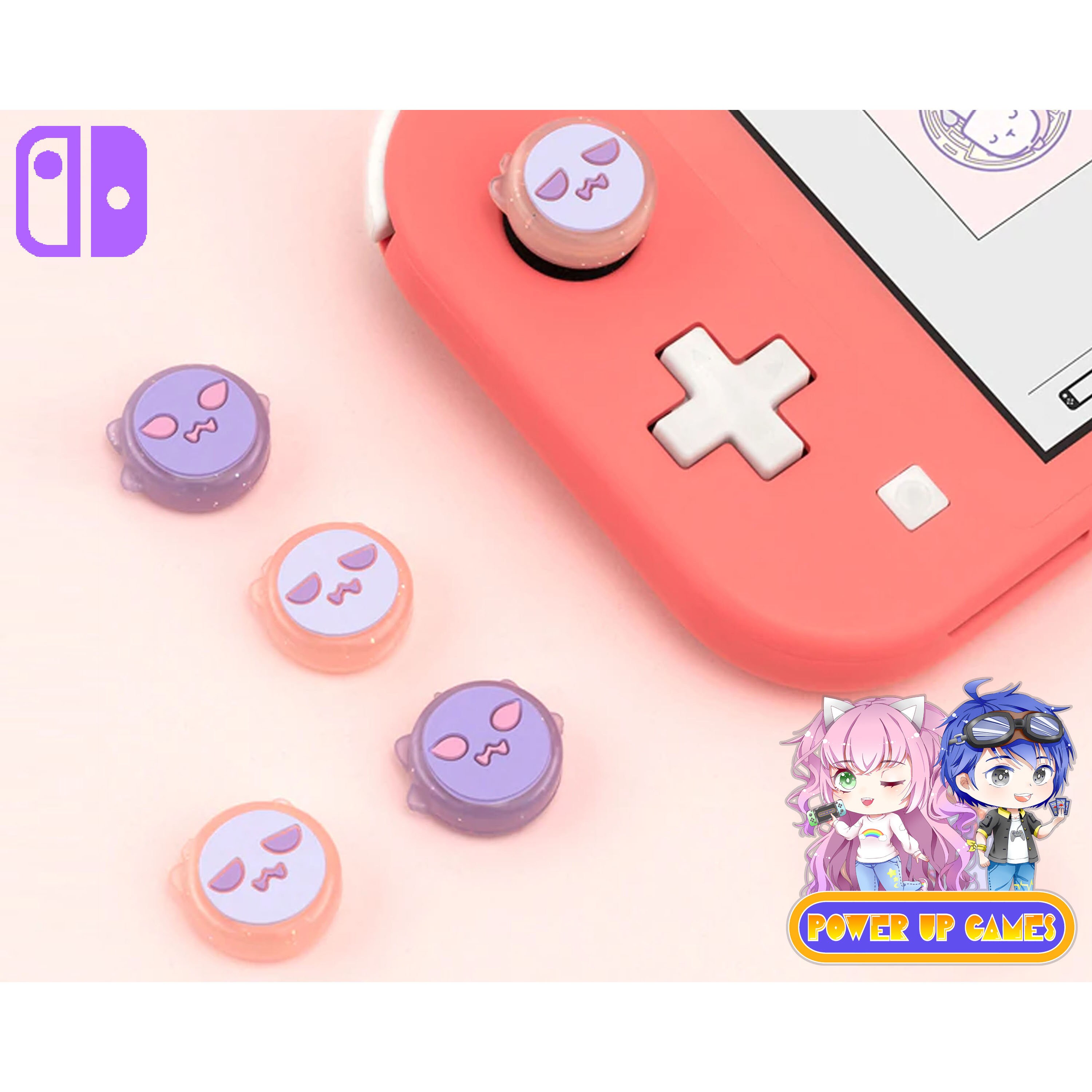 Pink Ghost and Lilac Ghost Thumb Grips for Nintendo Switch and Switch…