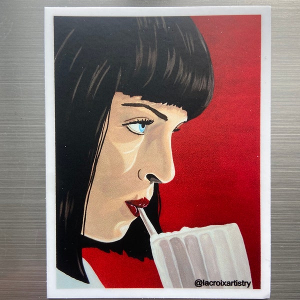 Vinyl sticker 3” Mia Wallace pulp fiction LaCroix Artistry Uma Thurman