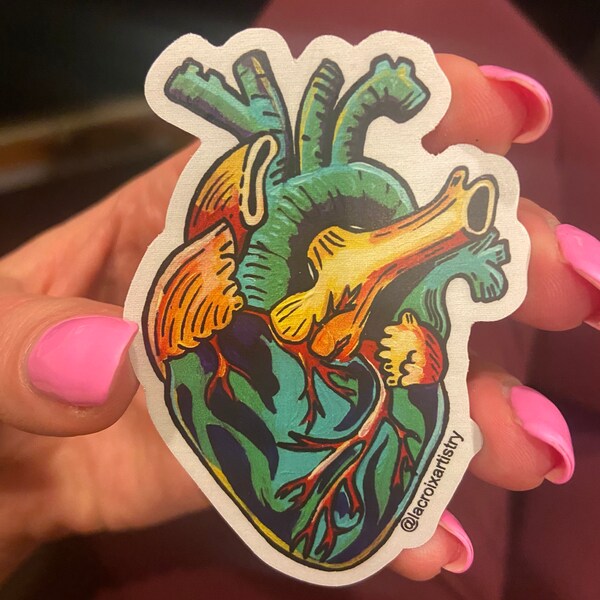 Anatomical heart 3” vinyl die cut sticker LaCroix Artistry hypercolor