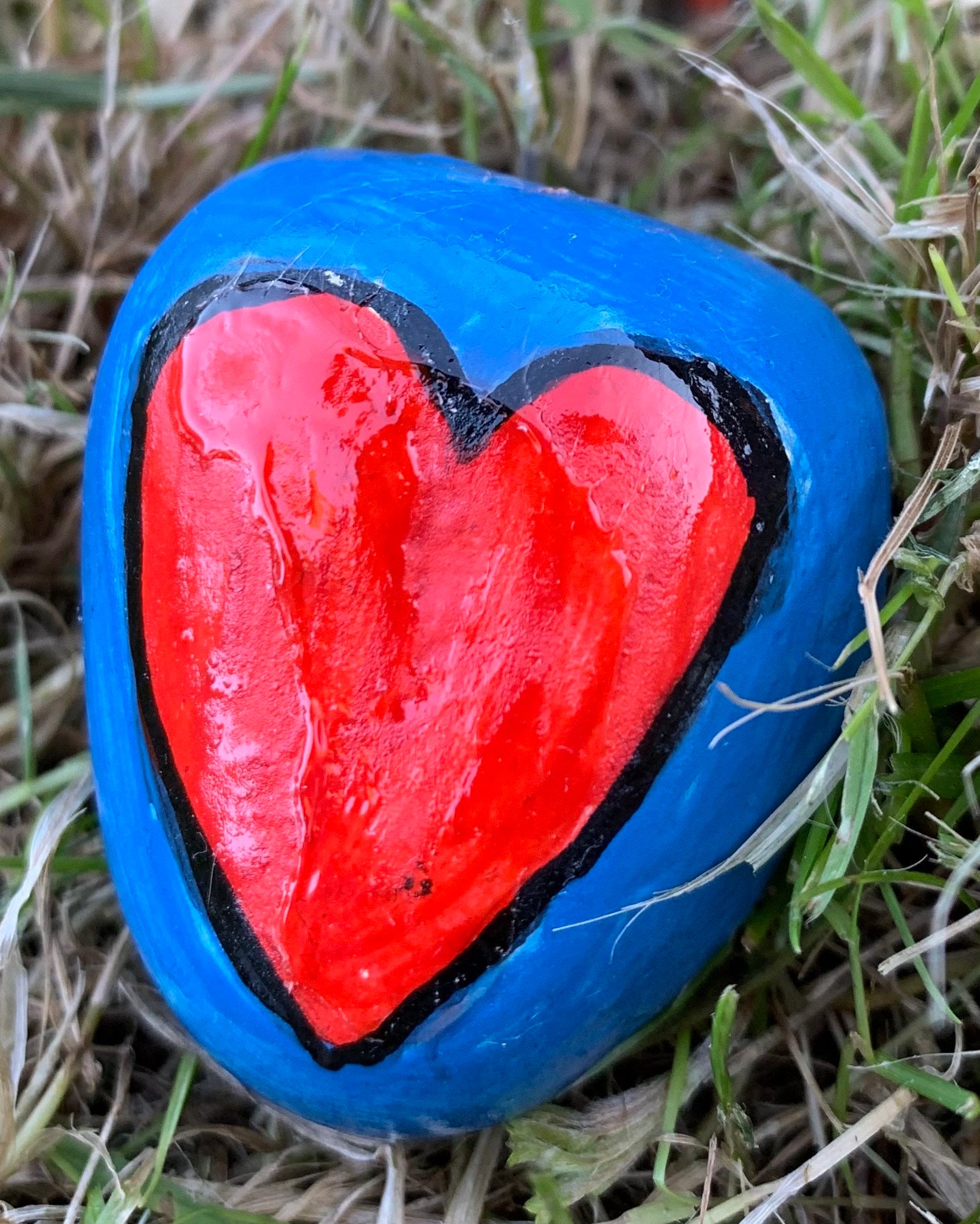 HandPainted Love Heart Stone Garden Ornament Decoration Etsy