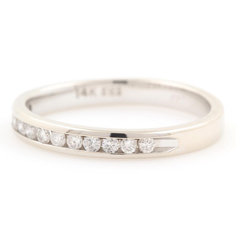 Ladies Vintage Estate 14K White Gold Diamond Wedding Anniversary Ring Band