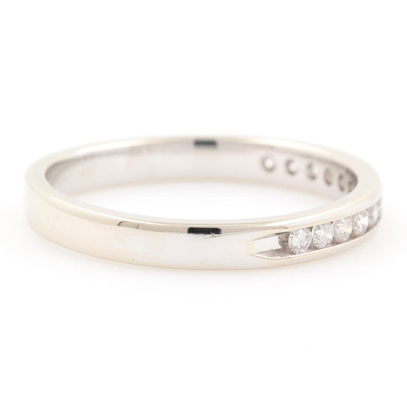 Ladies Vintage Estate 14K White Gold Diamond Wedding Anniversary Ring Band