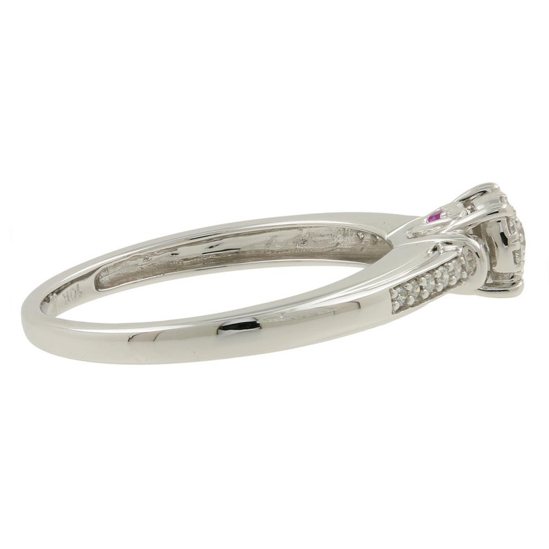 Ladies Estate 10K White Gold Diamond Round Cluster Solitaire Engagement Ring