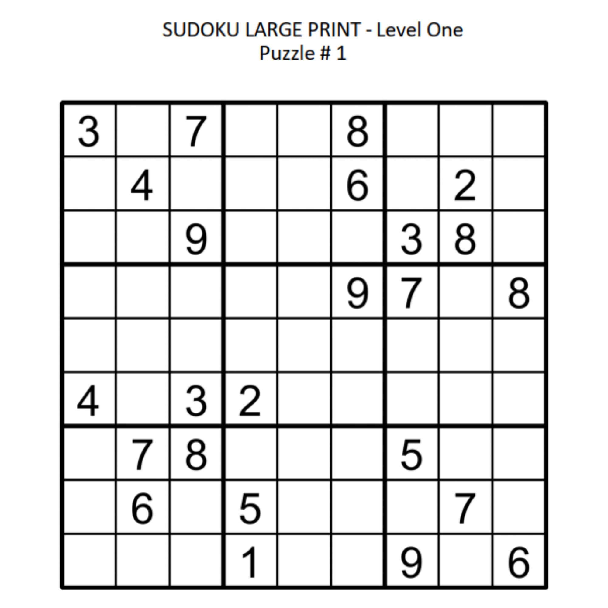 Sudoku Large Print Printable - Customize and Print
