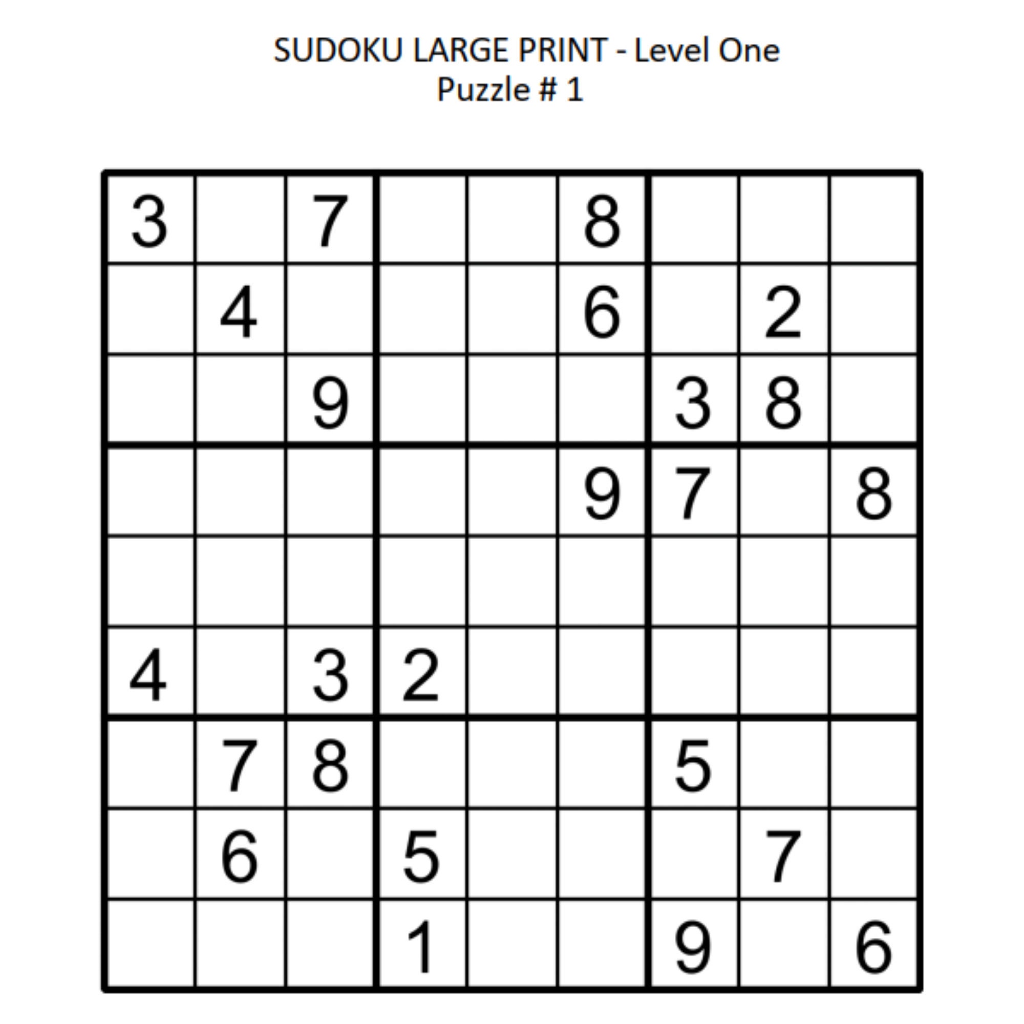 Sudoku Large Print Printable - Customize and Print