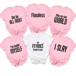 Feyonce  Shirt, Bride Crew T-Shirt, Matching Bachelorette Party Shirts, We Be All Night, Flawless, Woke Up Like This, Racerback, V-Neck