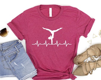 Gymnast Heartbeat Shirt, Gymnastics Tshirt, Gift For Daughter, Kids Youth Toddler, Sport Lover T-Shirt, Workout Gym Crossfit Shirts