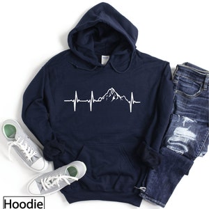 Unisex Hoodie,  Mountain Heartbeat Hooded Sweatshirt, Outdoor Sweatshirts, Matching Sweater, Camper, Forest, Wild Life, Hiking, Camping