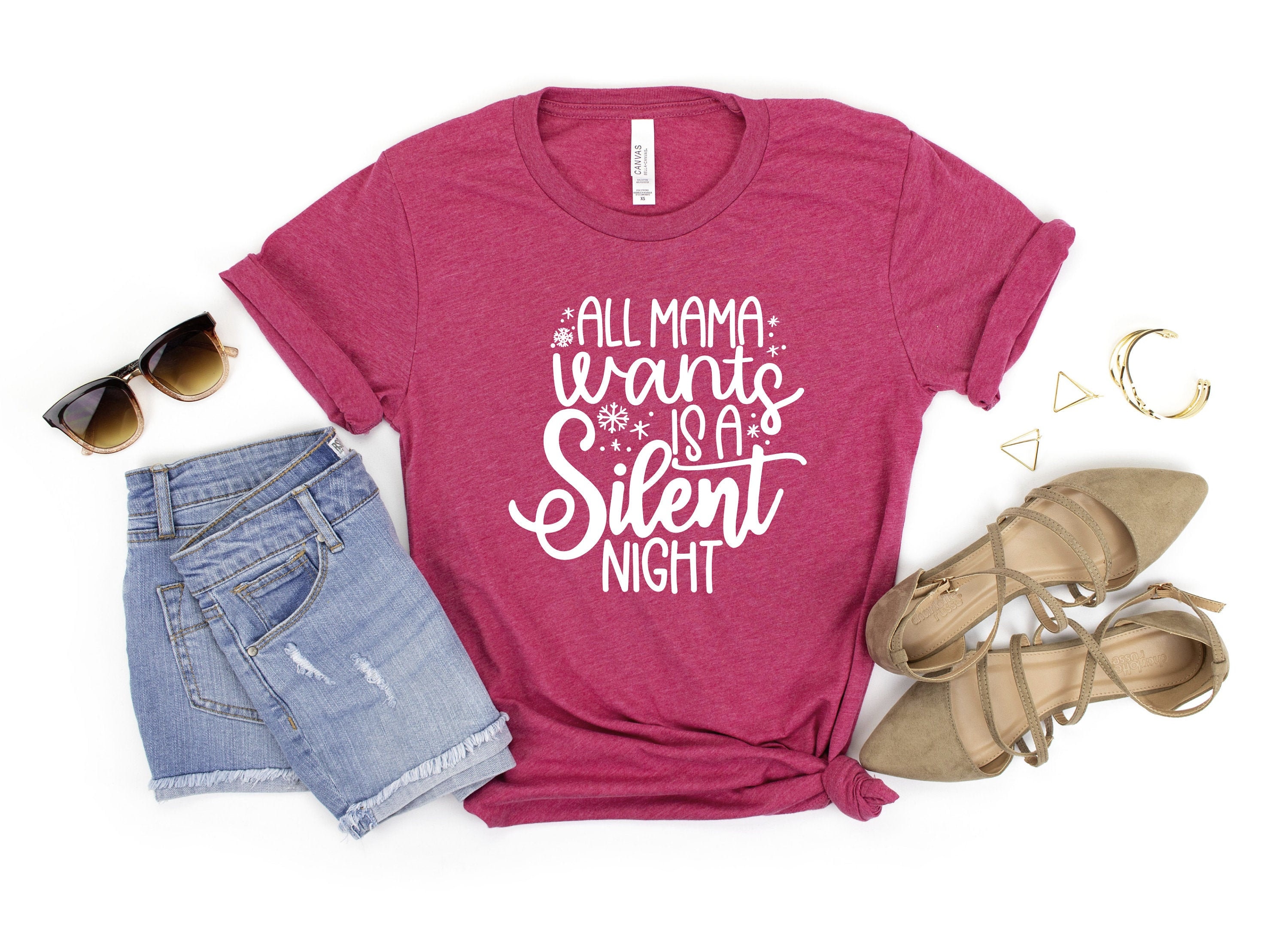 Christmas shirt moms funny shirt silent night All mama wants is a silent night