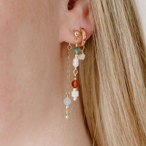 Colorful Gemstone and Pearl Dangle Earrings | Handmade Jewelry for Birthday Gifts | Gemma Earrings
