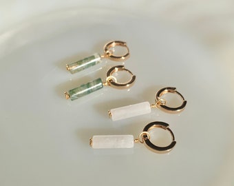 Maylee Hoop Earrings | Gold Filled Crystal Huggies | Small Minimalist Birthstone Hoops for Stacking | Handmade Bridal Jewelry for Weddings