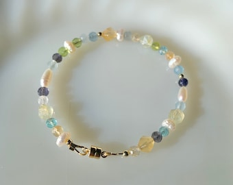 Esme | Colorful Gemstone Bracelet with Magnetic Clasp | Handmade Beaded Crystal Bracelet | Unique Handmade Jewelry for Women
