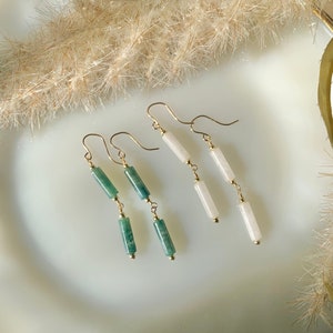 Whitney Earrings | Long Crystal Dangle Earrings | Handmade Minimalist Earrings | Gemstone Jewelry for Bridesmaids | Cute Statement Earrings