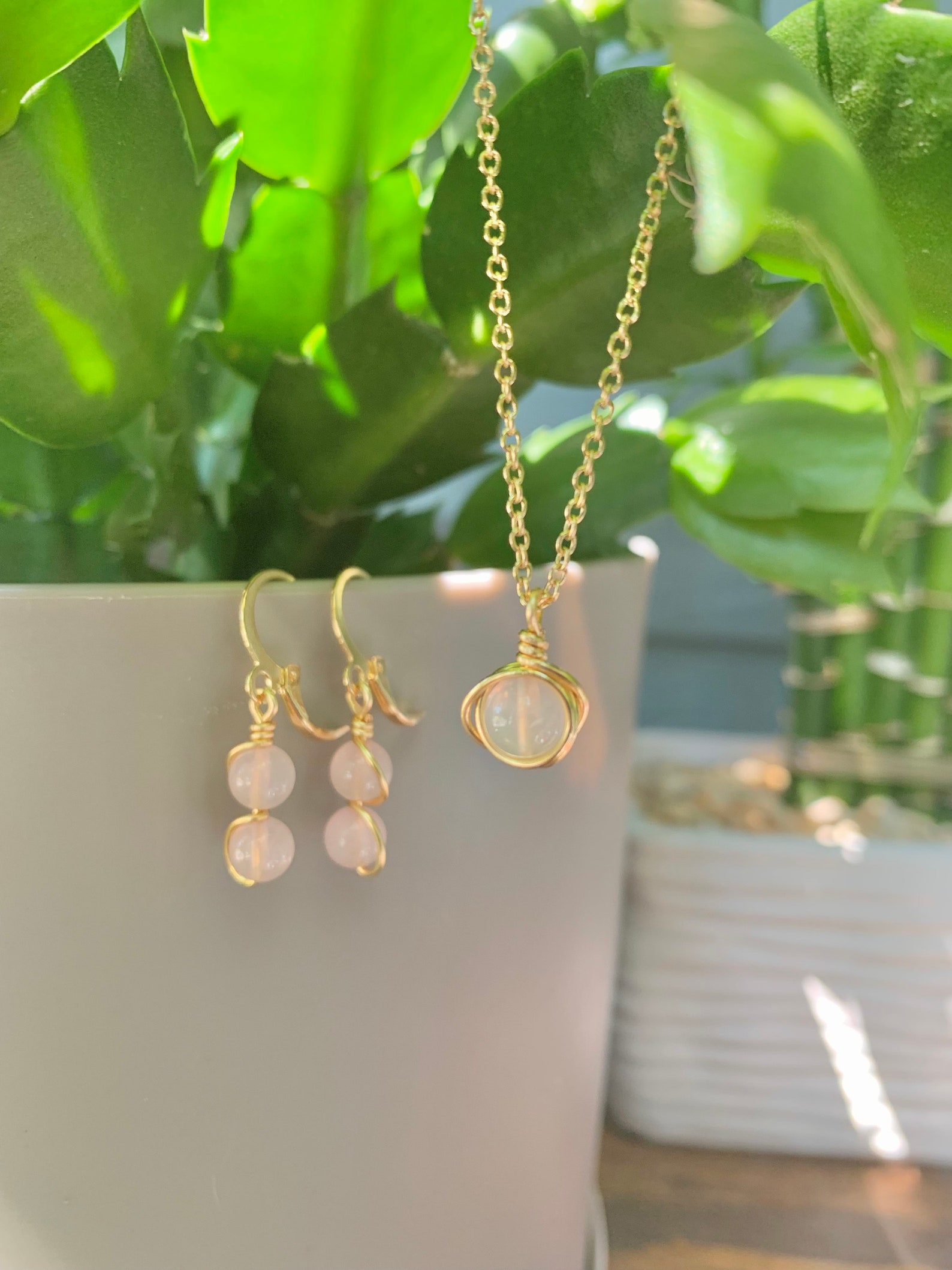 Mini Wire Wrapped Stone Necklace Small Healing Crystal Etsy