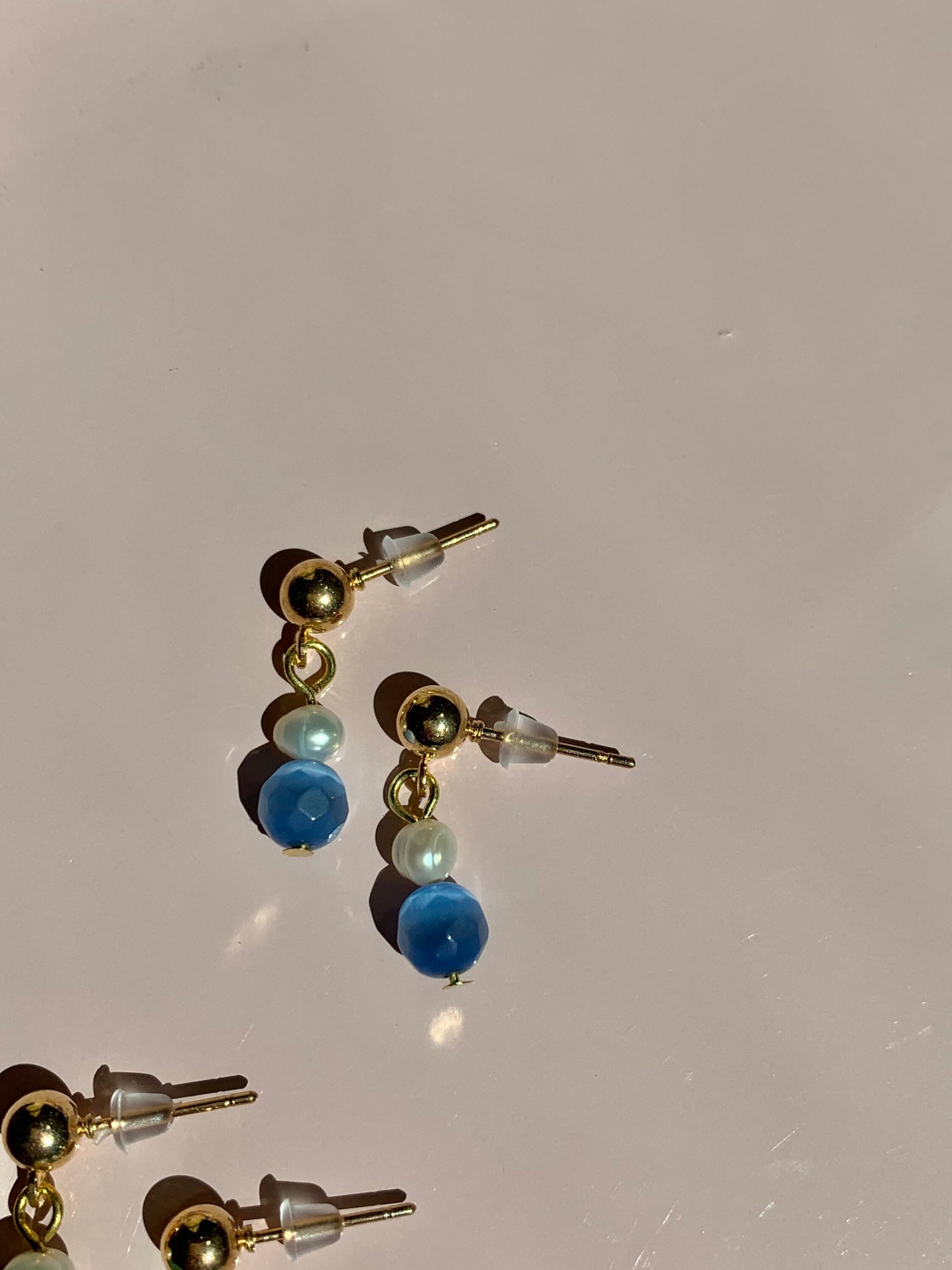 Dainty Dangle Stud Earrings Pearl Dangle Earrings Dainty Etsy