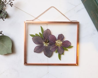 Framed Pressed Flowers, Pressed Flower Floating Frame, Preserved Botanical Art, Real Plant Wall Hanging, Herbarium, Gift under 25, Hellebore