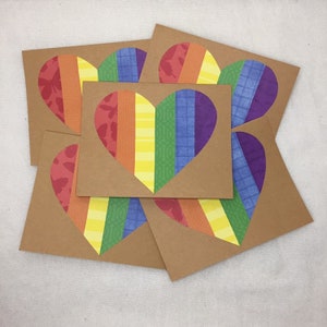 Coeur arc-en-ciel - lot de 5 cartes de vœux vierges - anniversaire, merci, anniversaire, félicitations, fierté, lgbtq, love is love