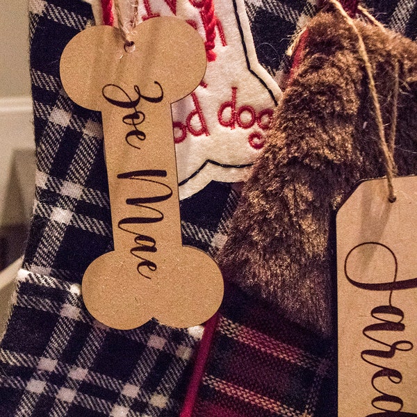 Personalized Pet Engraved Wooden or Acrylic Stocking Tags