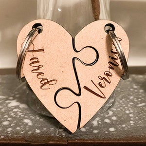 Personalized Engraved Wooden Heart Keychain