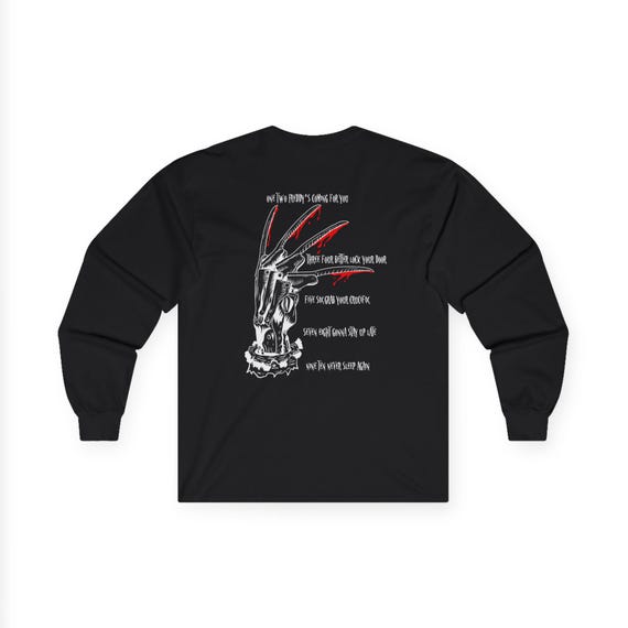 Freddy Krueger Gildan Long Sleeve T-shirt, Horror Movie Fan Gift 