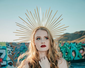 Gold Spiked Halo Headpiece Crown