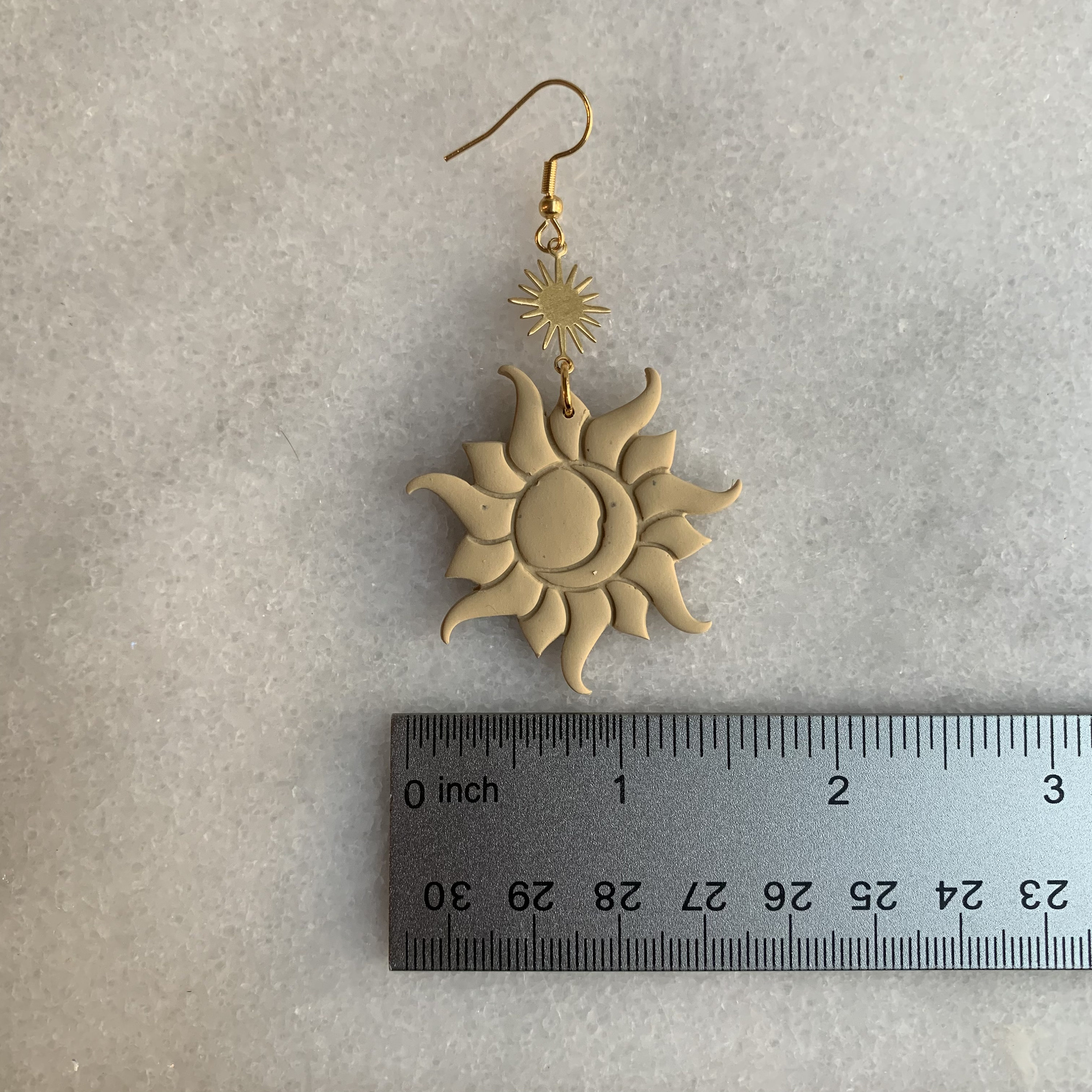 Handmade Clay Earrings Desert Celestial Sun Celestial Jewelry Happy Sun Boho Statement