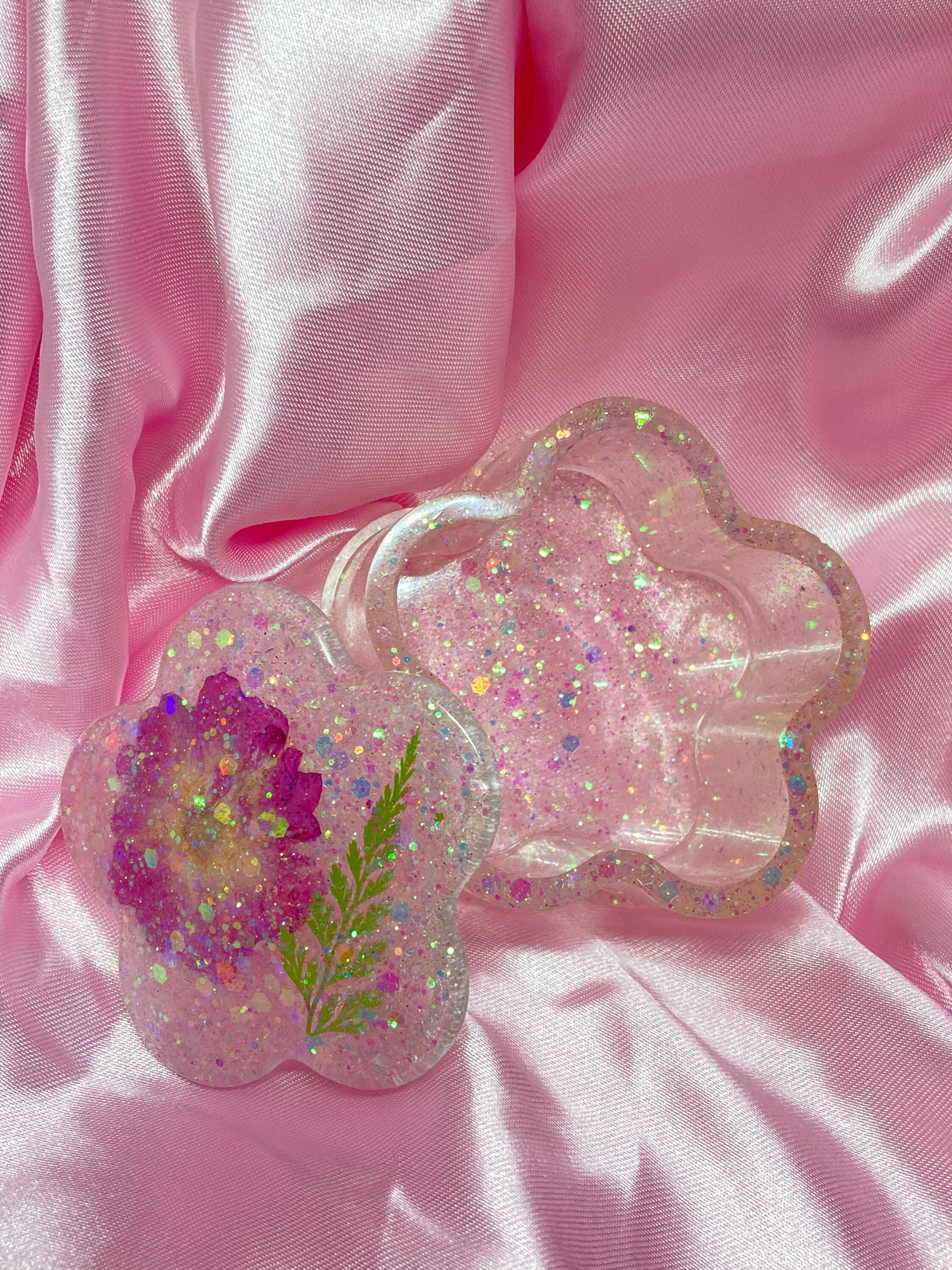 Flower shaped jewelry box/ glitter jewelry box/ jewelry Etsy