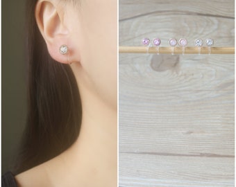 3 paires de clous d'oreilles clip, minuscules clous d'oreilles en cristal dorés, clip invisible en résine sur les boucles d'oreilles, boucles d'oreilles non percées, clip minimaliste sur les boucles d'oreilles