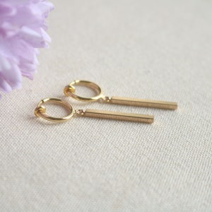 1 paire de boucles d'oreilles clip cerceau de barre d'or, boucles d'oreilles non percées, boucles d'oreilles pendantes et gouttes, clip sur boucles d'oreilles, boucles d'oreilles minimalistes, cadeaux image 4