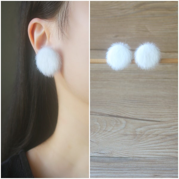 Fur Stud Earrings