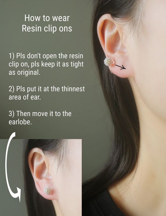 Pair 25mm SILVER Open Hoop Invisible Resin Clip on Earrings, Non