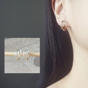 1 pair Gold triple open hoops invisible resin clip on earrings, non pierced earrings, Minimalist earrings, adorable earrings, gift for her