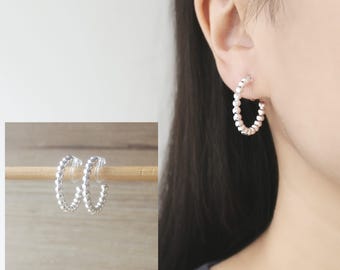 1 pair 24mm SILVER open hoop invisible resin clip on earrings, non pierced earrings, Minimalist earrings, adorable earrings, gift for her
