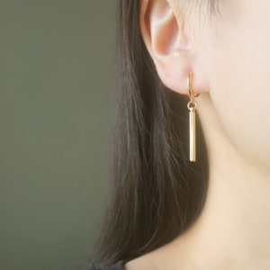 1 par de pendientes colgantes de aro dorados con clip, pendientes sin perforación, pendientes colgantes, pendientes de clip, pendientes minimalistas, regalos