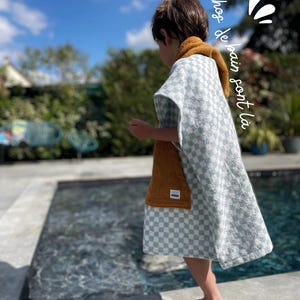 Zachte katoenen badstof surfponcho, badcape, strandponcho, handdoek voor volwassenen en kinderen