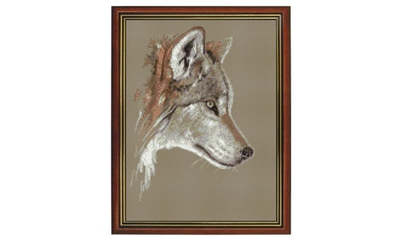 Wolf cross stitch pattern pdf, modern cross stitch pattern, animal cross stitch, counted cross stitch, Instant Download Digital Pattern