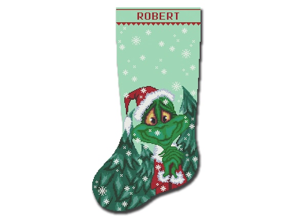 Cross Stitch Kits for Adults, Stamped Personalized Christmas Stockings Cute  Xmas Dinosaur Needlepoint Counted Easy Simple Cross-Stitch Patterns for